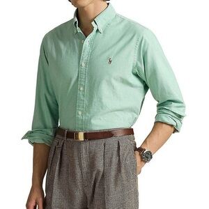 Ralph Lauren Men's Mint Green Button Down Shirt Oxford Long Sleeve Woven Shirt